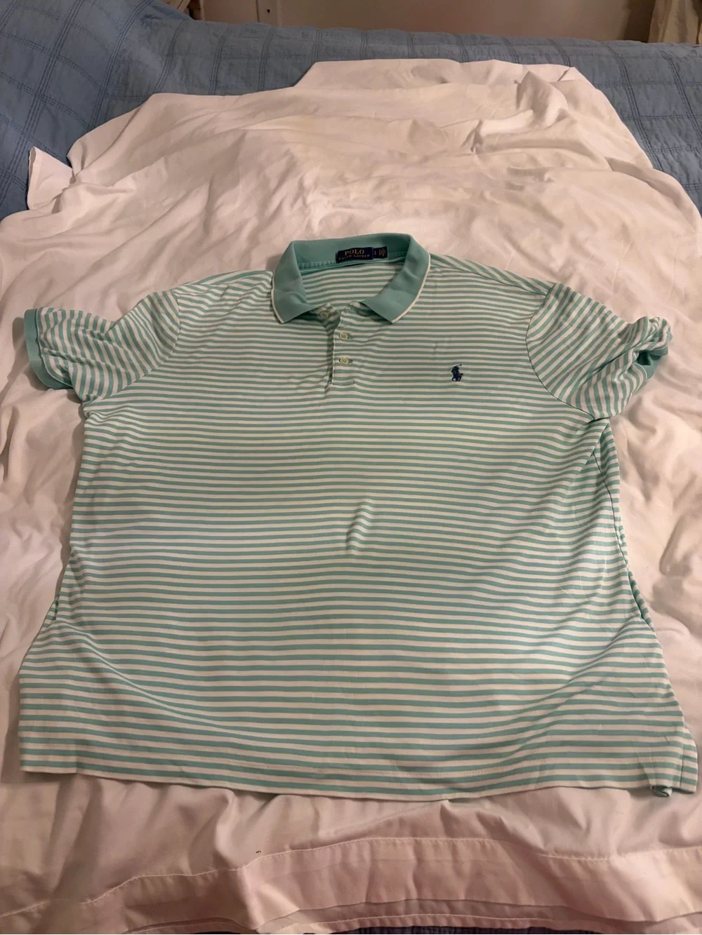 Polo‎ by Ralph Lauren Mint and White Striped Polo Shirt
